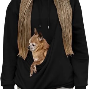 Cat Pouch Hoodie for Women Kangaroo Pocket Dog Pouch Sweatshirts Pet Carrier Pullover Animal Holder Long Sleeve Tops