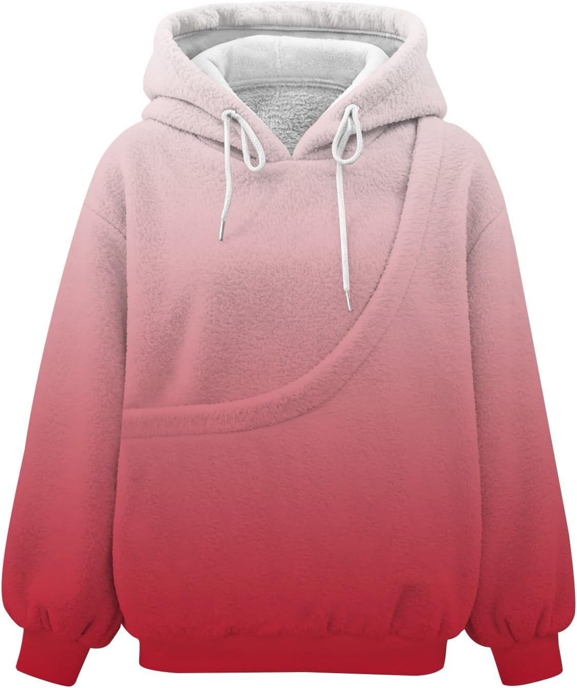 Hoodie With Pet Pouch, Oversized Fuzzy Fleece Kitten Puppy Holder Hoodies Cozy Soft Carrying Sweatshirt for Women - Image 4