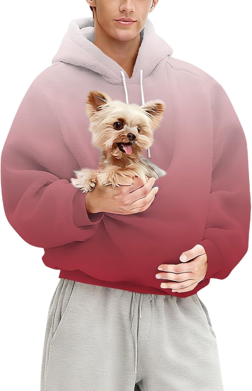 Hoodie With Pet Pouch, Oversized Fuzzy Fleece Kitten Puppy Holder Hoodies Cozy Soft Carrying Sweatshirt for Women - Image 6