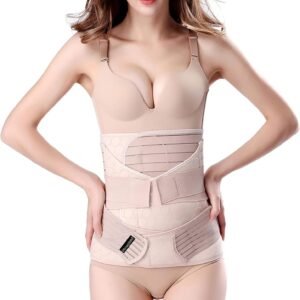 3 in 1 Postpartum Belly Band - Postpartum Belly Support Recovery Wrap, After Birth Brace, Slimming Girdles, Body Shaper Waist Shapewear, Post Surgery Pregnancy Belly Support Band (S/M, Beige)