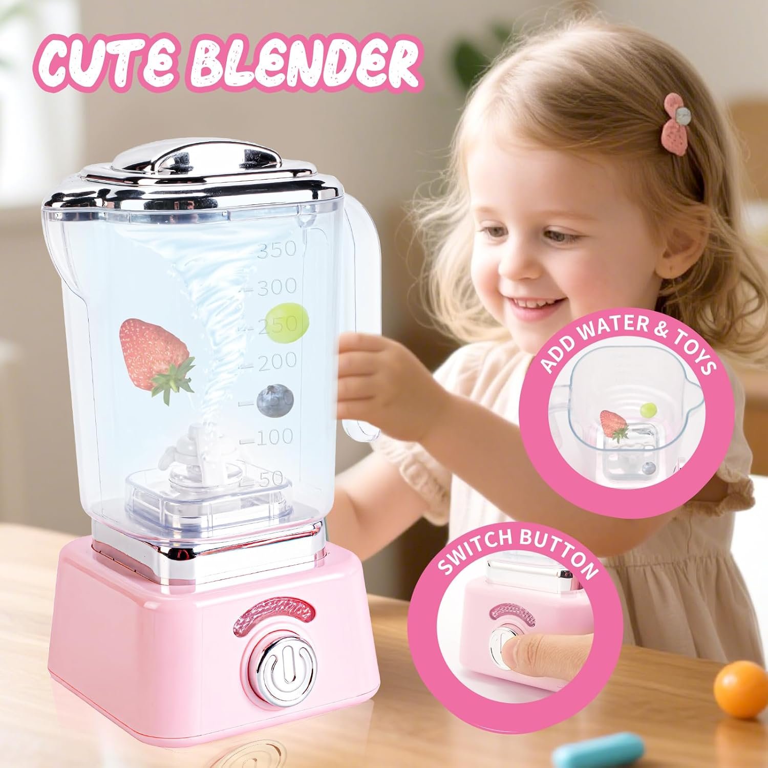 Kids Play Kitchen Accessories Toys Set,Prented Play Kitchen Appliances Playset,Blender,Coffee Maker,Mixer,Toaster with Light & Sound,Kitchen Sets for Kids Age 4-8,Pink Kitchen Toys for Toddler Girls - Image 4