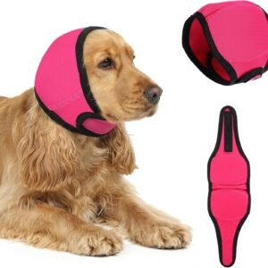 Dog Ear Muffs for Bath Swimming, Waterproof Noise Protection Ear Covers Wraps for Dogs, Elastic Calming Hoodie Design for Grooming Drying Anxiety Relief(L)