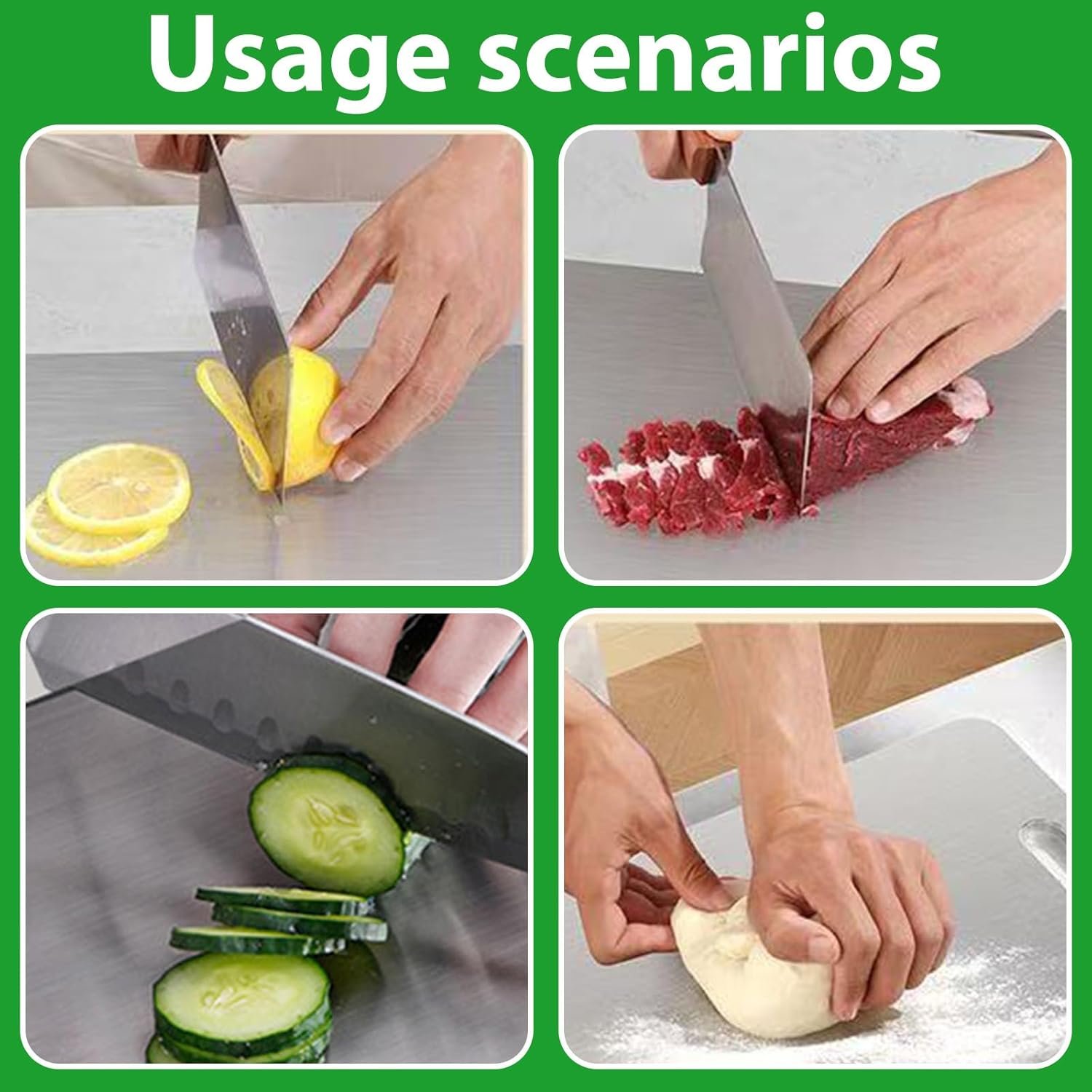 Kitchen Titanium Cutting Board, Stainless Steel Cutting Board, Double Sided Chopping Board for Cutting Meat Vegetable Fruit (13.4"L x 9"W) - Image 3