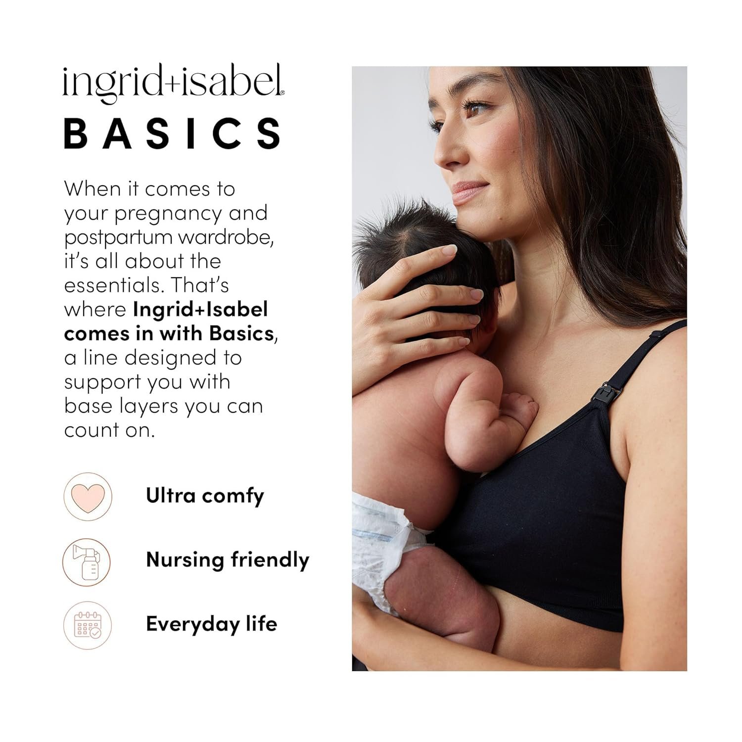 Ingrid & Isabel Basics Afterband - Postpartum Belly Band – After Birth & Post Surgery Compression Wrap for Abdominal Support and Recover - Black (M/L) - Image 3