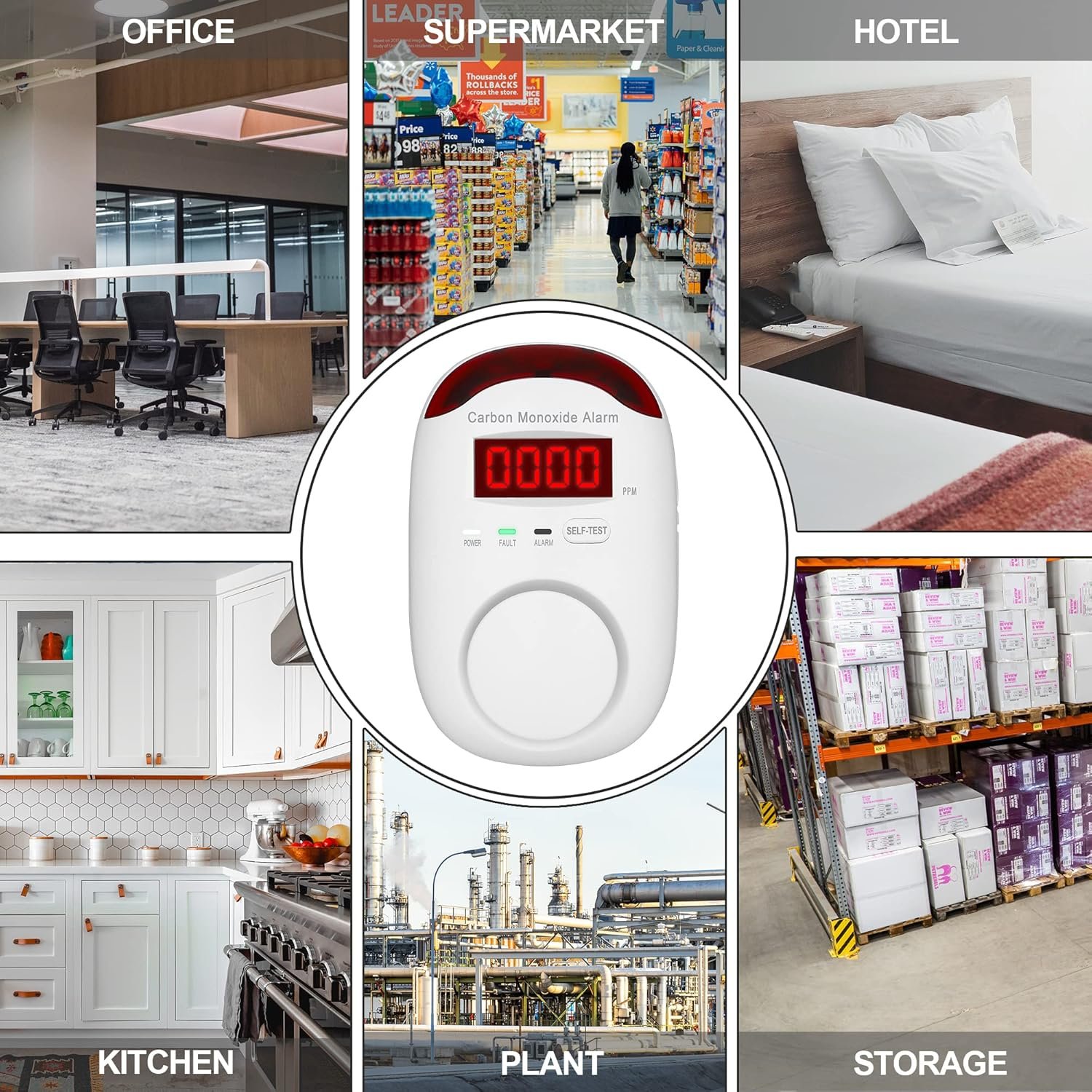 3 Packs Carbon Monoxide Detectors - Hembisen Carbon Monoxide Detector Plug in Type CO Alarm Monitor with Digital Display, Accurate & Easy to Read, for Home/Kitchen/Hotel/Bedroom (White) - Image 3