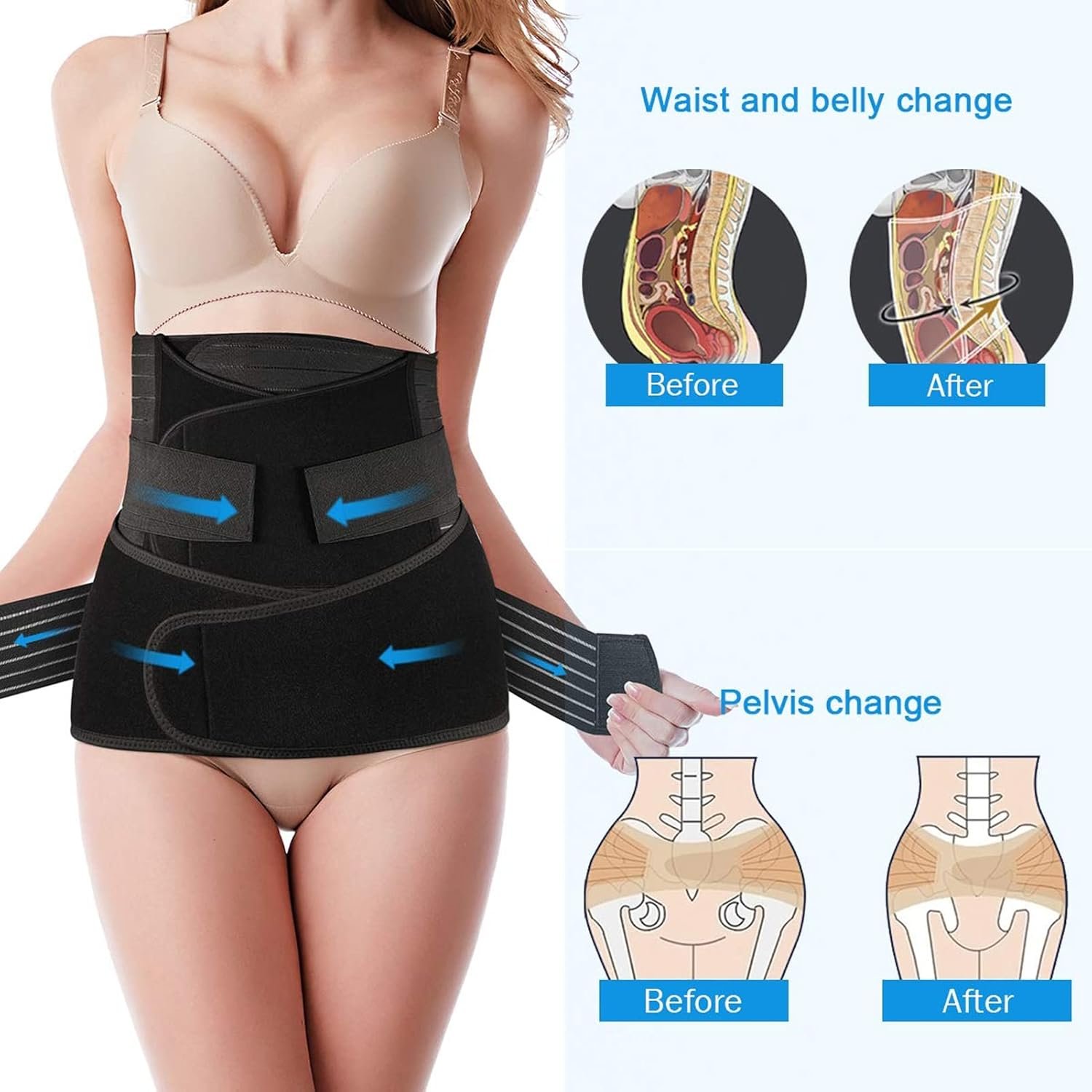 TiRain Postpartum Belly Band, 3-Piece Postpartum Girdle C Section Belly Band Support Recovery Belt Abdominal Binder - Image 3