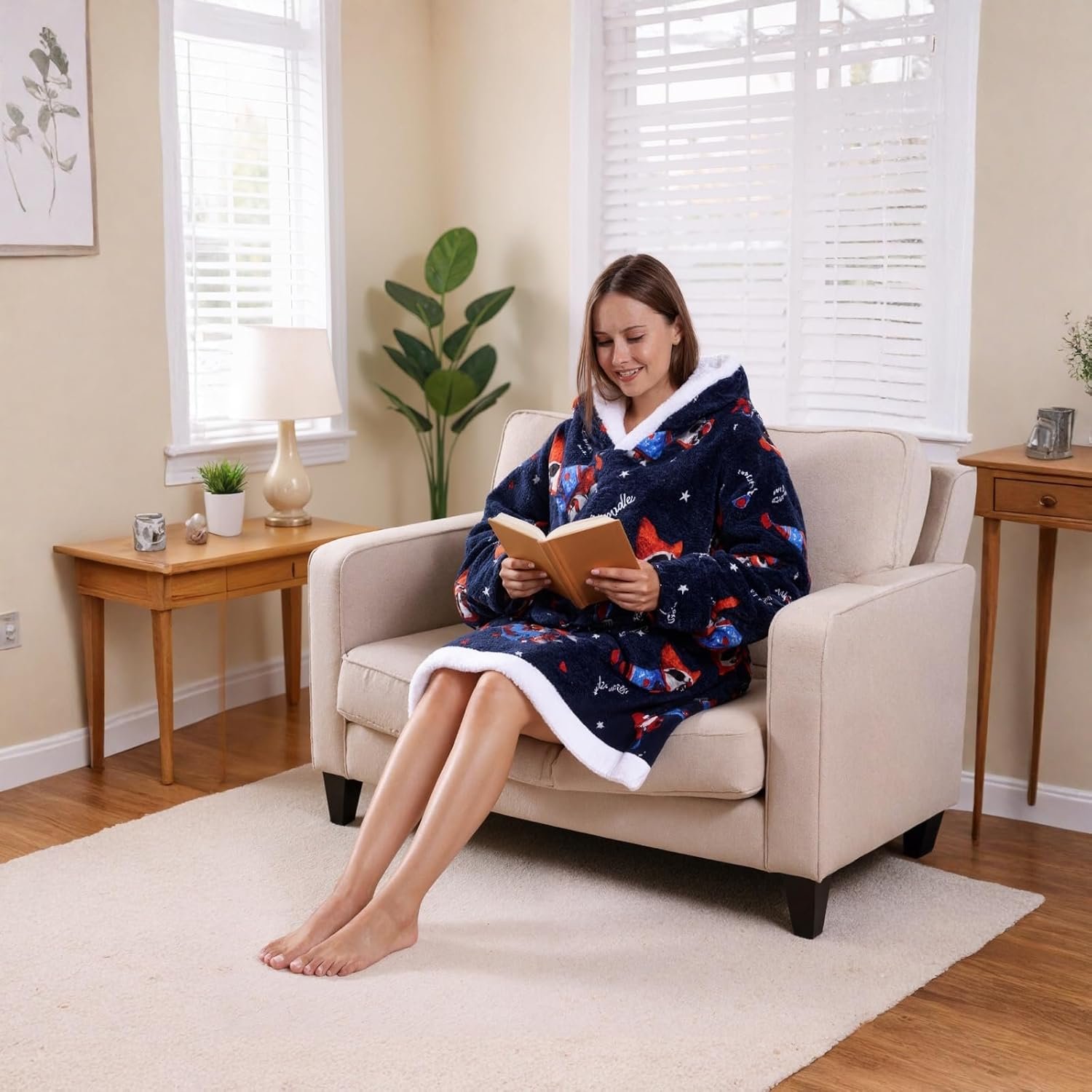 Wearable Blanket Oversized Hooded Blanket for Women Sweatshirt Warm and Cozy Christmas Birthday Gifts with Pet Print Plush Medium Poodle - Image 4