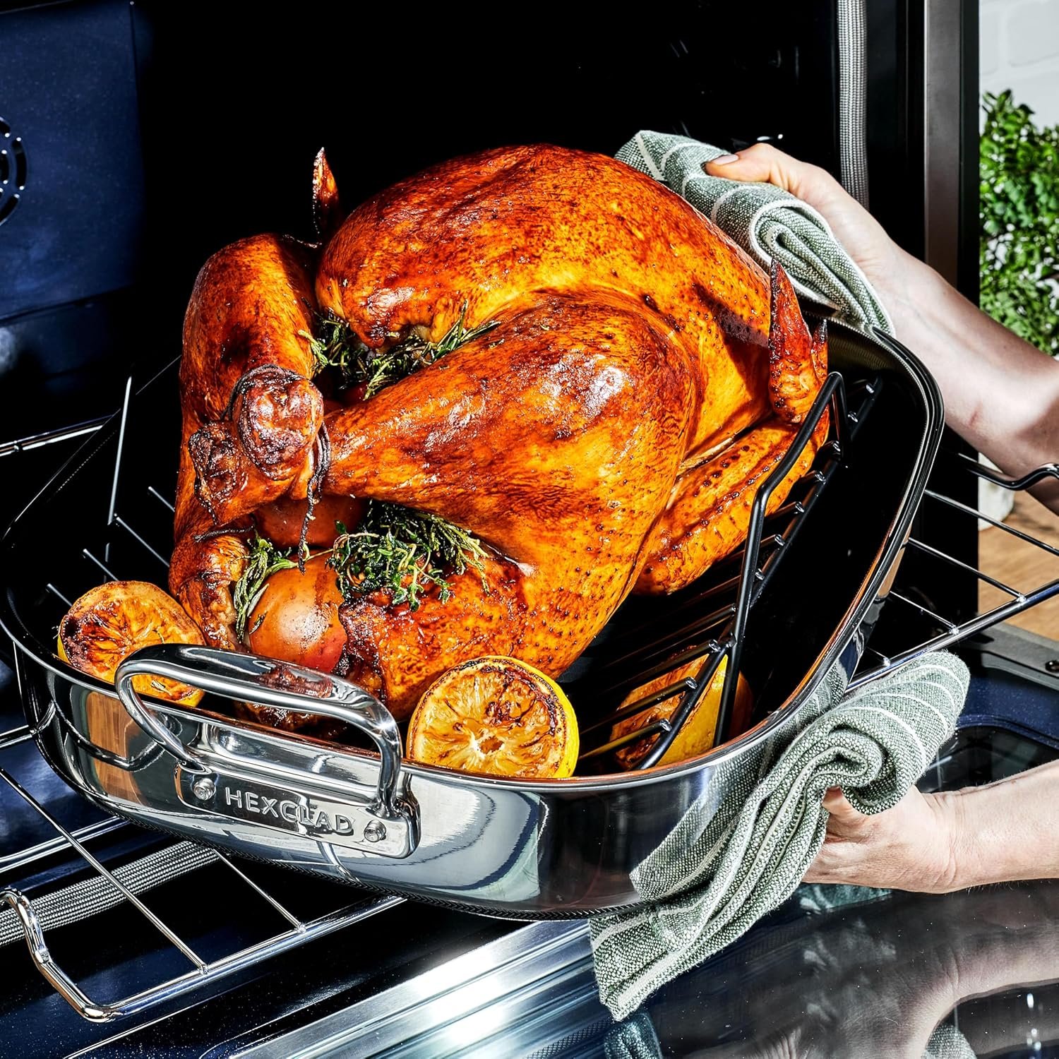 Mama Rafk HexClad Hybrid Nonstick Roasting Pan with Rack, Dishwasher-Friendly ...
