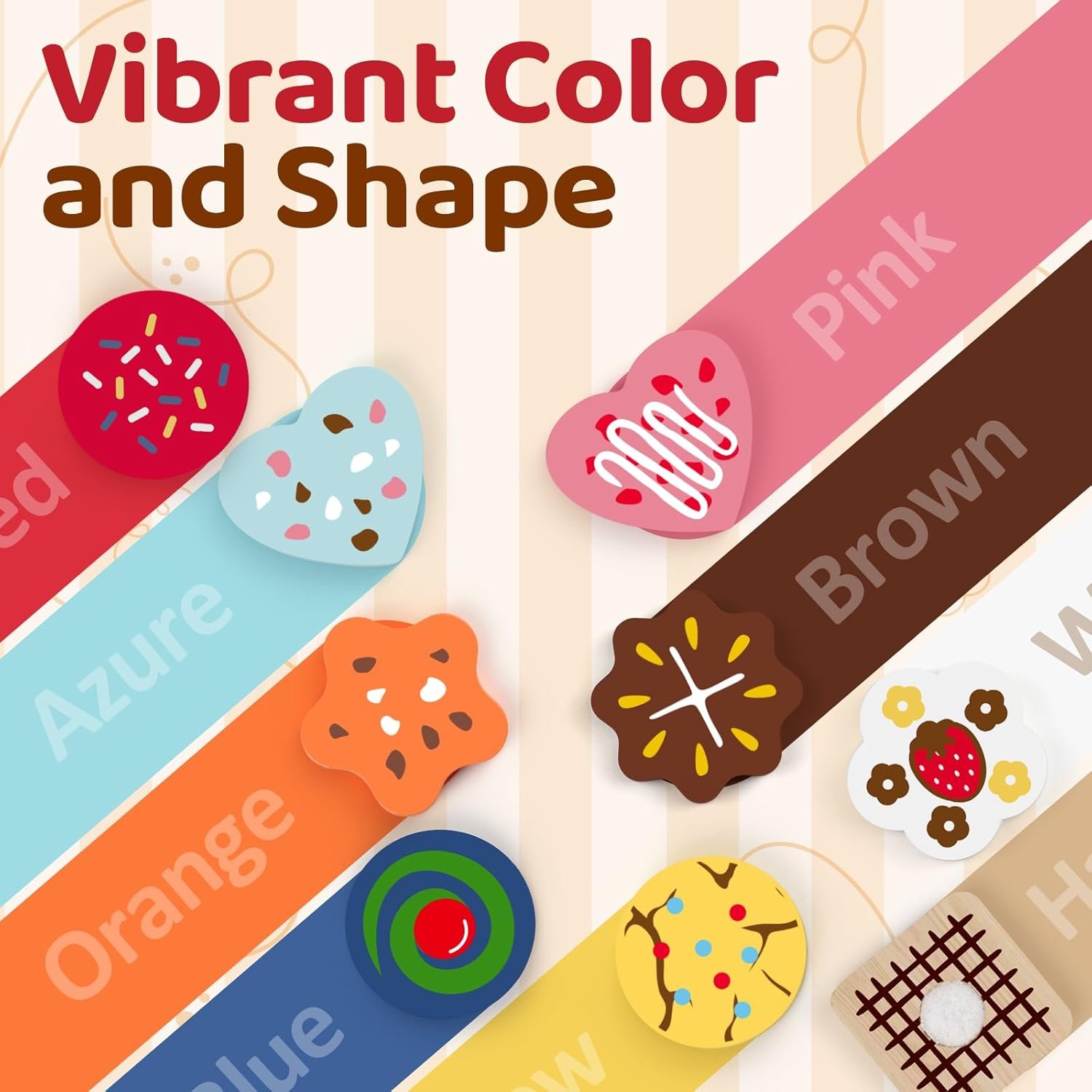 Wooden Cookie Play Food Set for Kids Kitchen Accessories Food Toys for Toddlers 1-3 Pretend Play Slice and Bake Gift for 3 4 5 Years Old Girls and Boys Toddler Learning Toys - Image 4