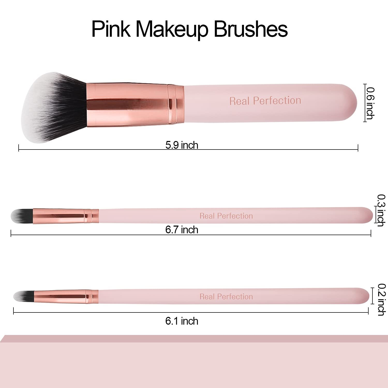 Real Perfection Makeup Brush Set 16 Pcs with 1 Eyebrow Razor Premium Synthetic Foundation Powder Concealers Eyeshadow Blush Makeup Brushes Make up Brushes Kit (Pink) - Image 4