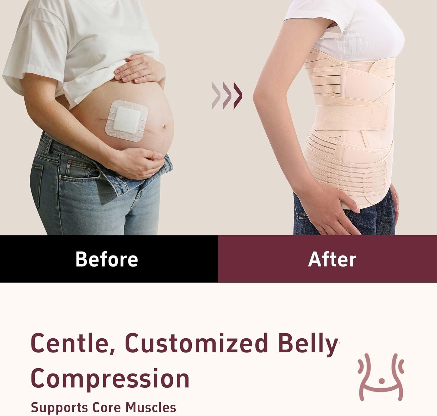 3 in 1 Postpartum Belly Band Abdominal Binder Surgery C Section Recovery Stomach Wrap for Women Pregnancy After Birth - Image 3