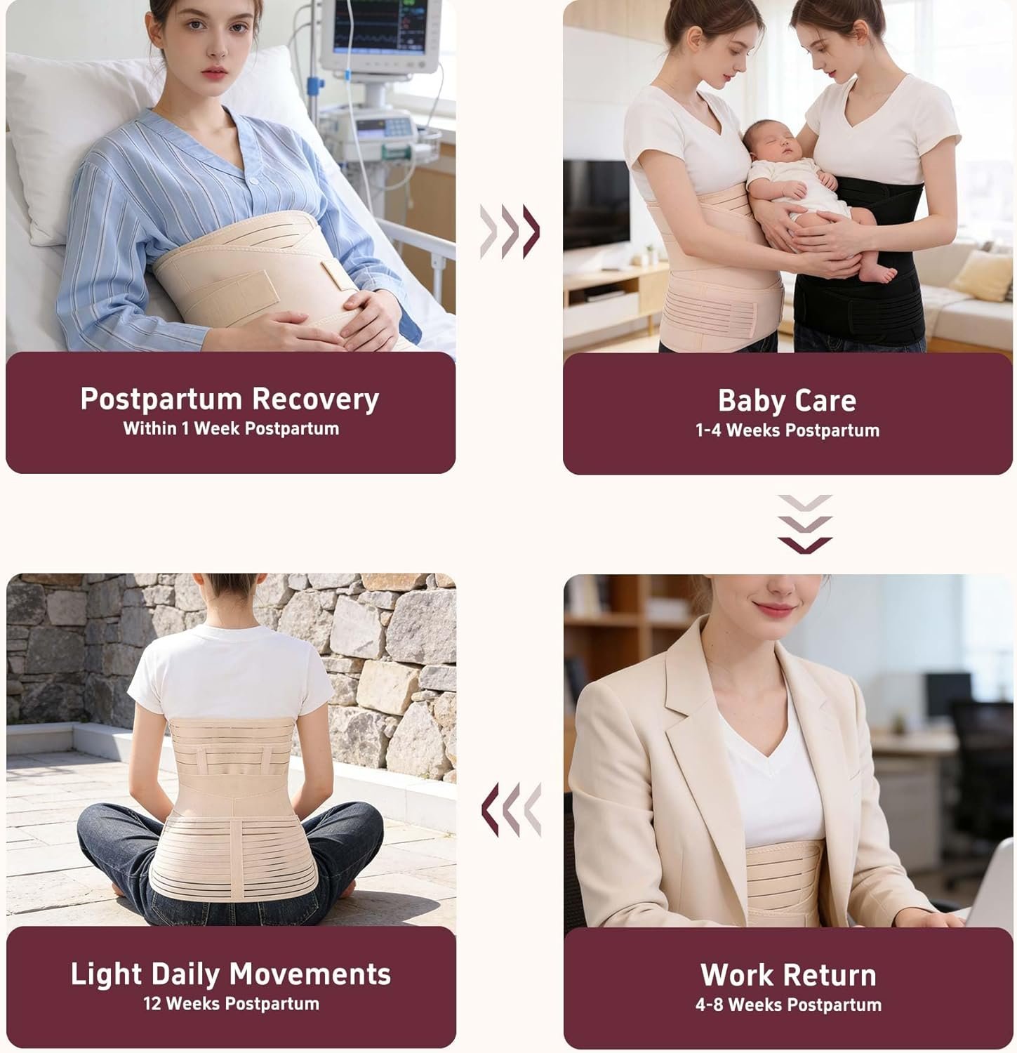 3 in 1 Postpartum Belly Band Abdominal Binder Surgery C Section Recovery Stomach Wrap for Women Pregnancy After Birth - Image 5