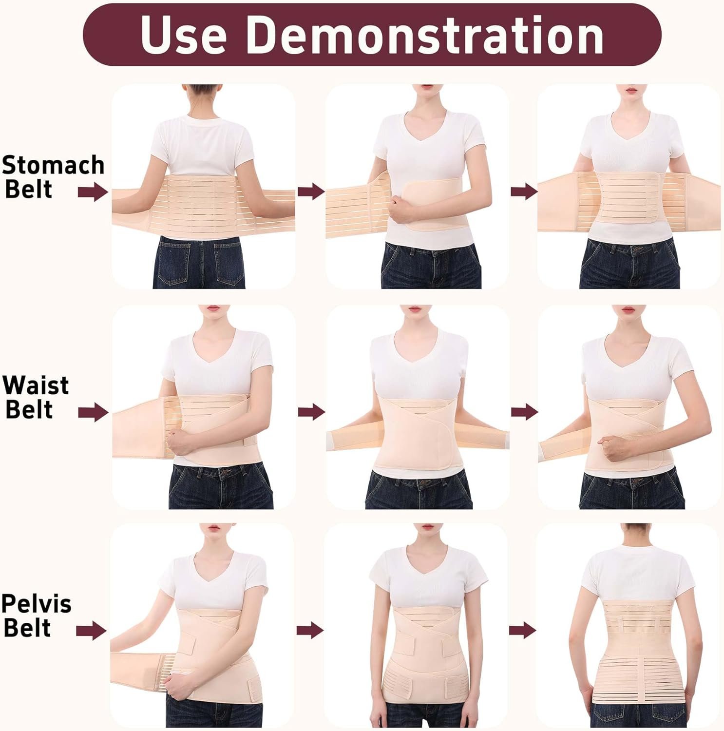 3 in 1 Postpartum Belly Band Abdominal Binder Surgery C Section Recovery Stomach Wrap for Women Pregnancy After Birth - Image 8