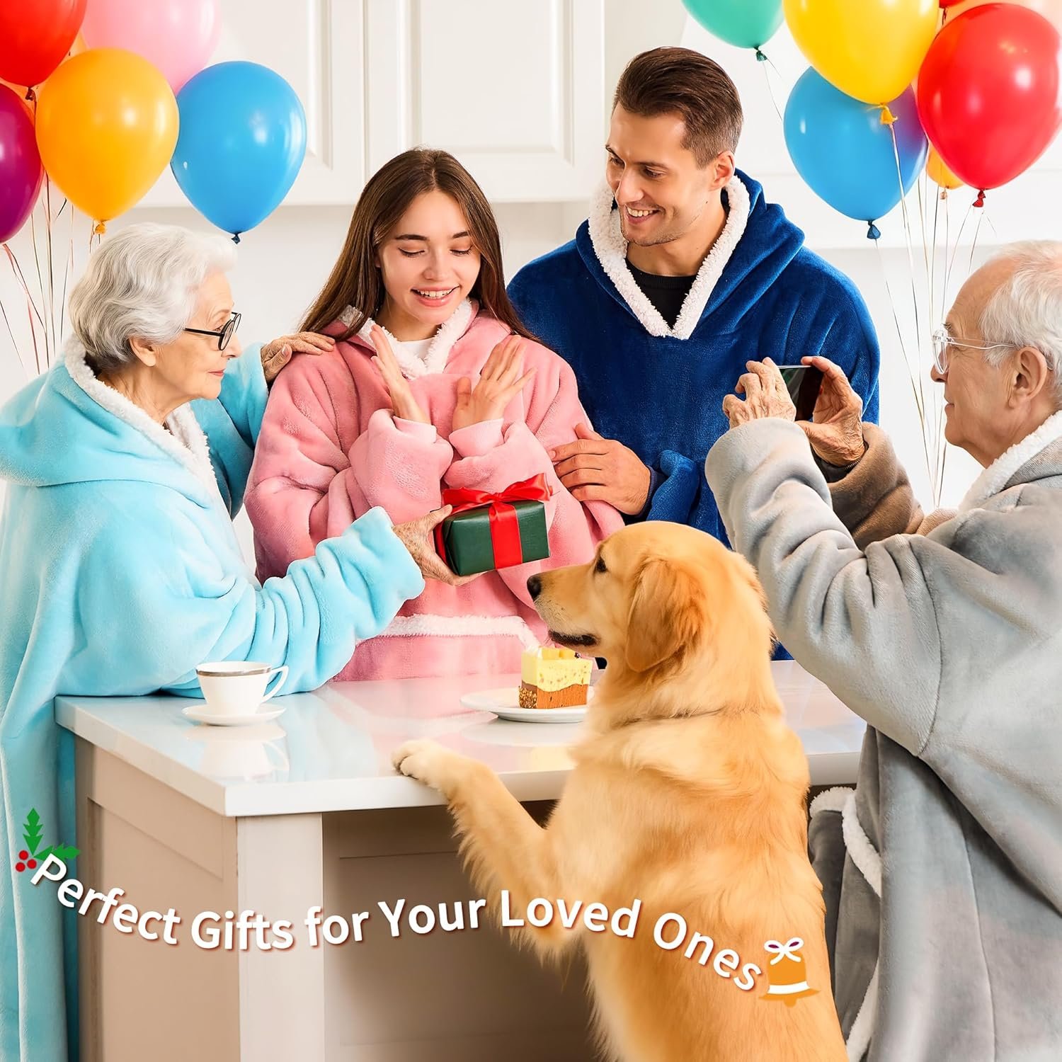 IFNOW Wearable Blanket Hoodie, Oversized Sherpa Fleece Hooded Sweatshirt with Eye Mask, Cozy and Giant Blanket Hoodie with Sleeves Extra Long for Adults Men Women, Skyblue - Image 6