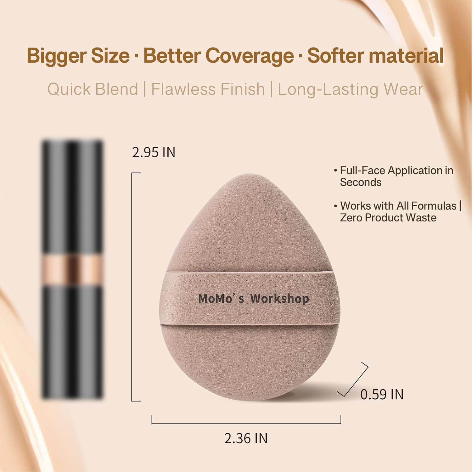 Momo's Workshop Makeup Sponge Puff, Large Beauty Puff for Quick Flawless Makeup, Concealer Powder Puff for Liquid & Cream Foundation 2PCS - Image 3