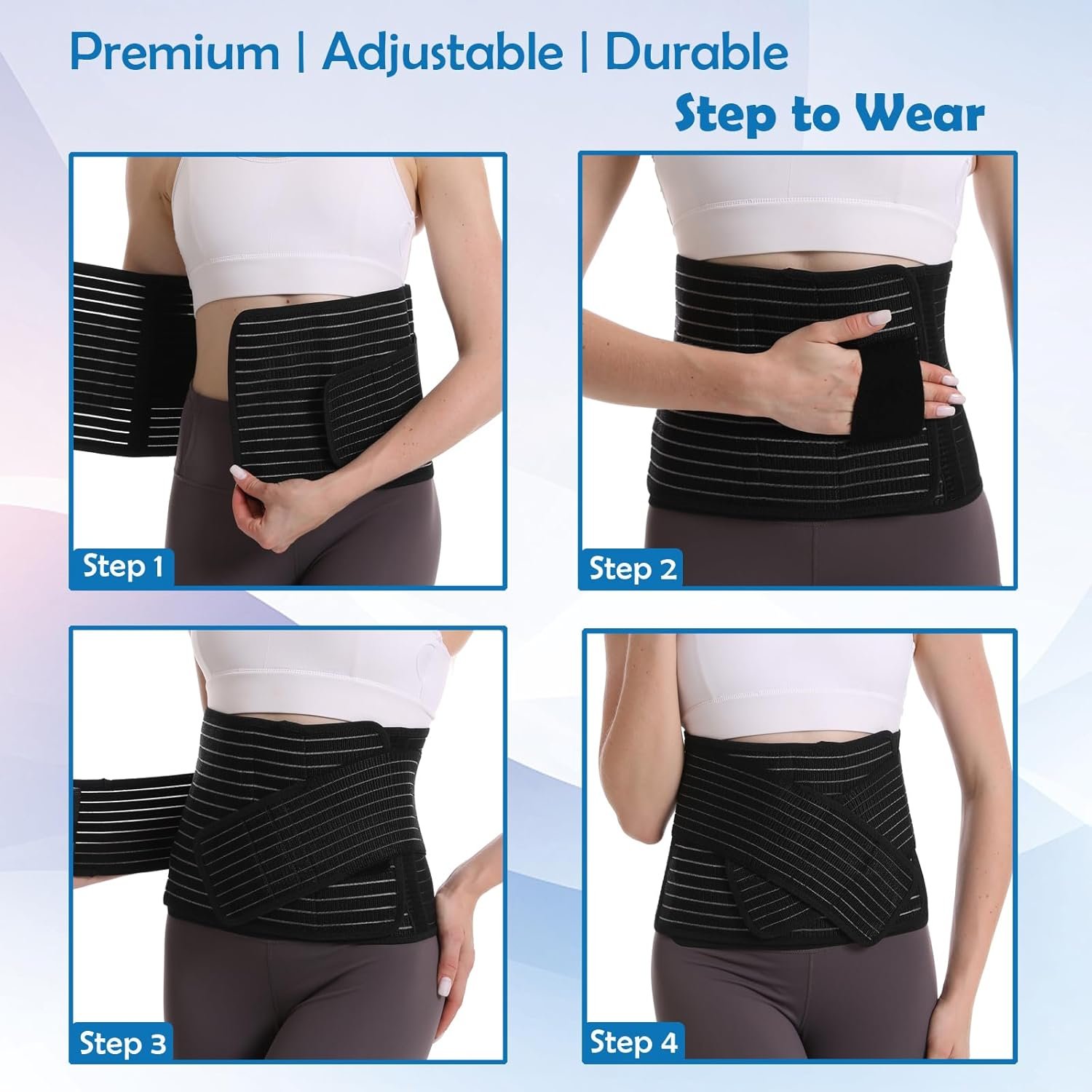 Paskyee Postpartum Belly Band, Abdominal Binder Post Surgery Belly Wrap, C Section Recovery Must Haves, Girdle for Postnatal Care, Waist/Pelvis Belt for Back Pain Relief Black L/XL - Image 6