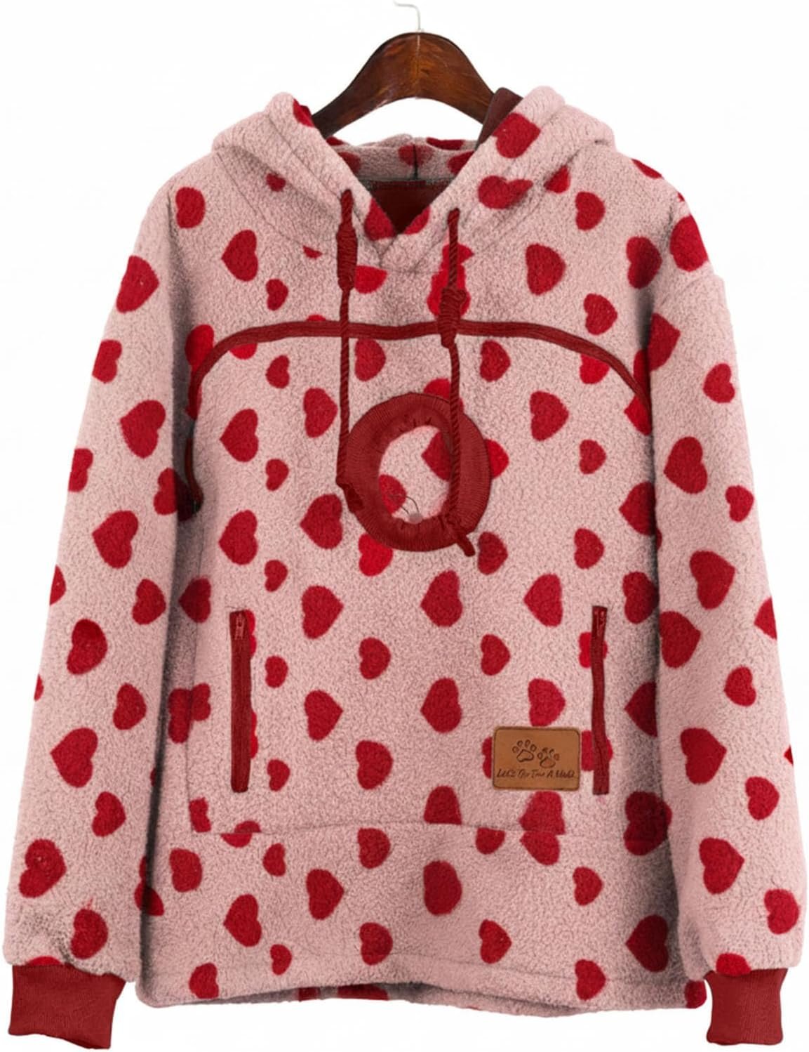 Pet Pouch Hoodie,Long Sleeve - Warm Fleece Fall Winter Pullover Sweatshirt with Dog Pouch - for Outdoor Walking - Image 4