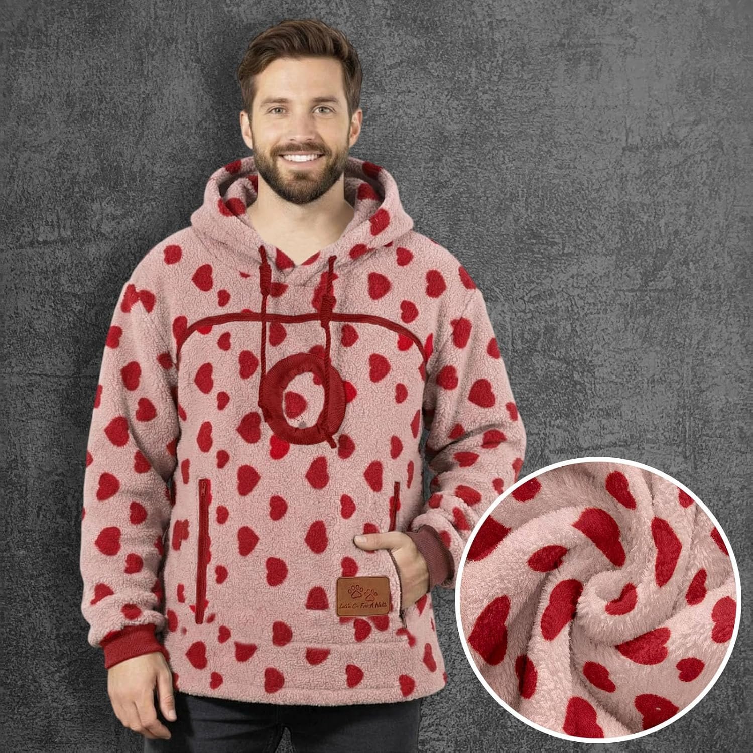 Pet Pouch Hoodie,Long Sleeve - Warm Fleece Fall Winter Pullover Sweatshirt with Dog Pouch - for Outdoor Walking - Image 5