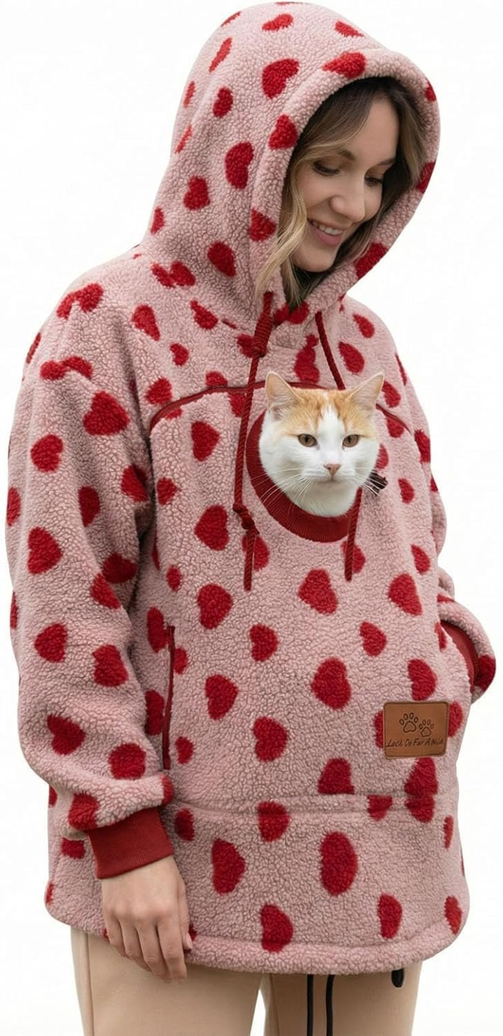 Pet Pouch Hoodie,Long Sleeve - Warm Fleece Fall Winter Pullover Sweatshirt with Dog Pouch - for Outdoor Walking - Image 6
