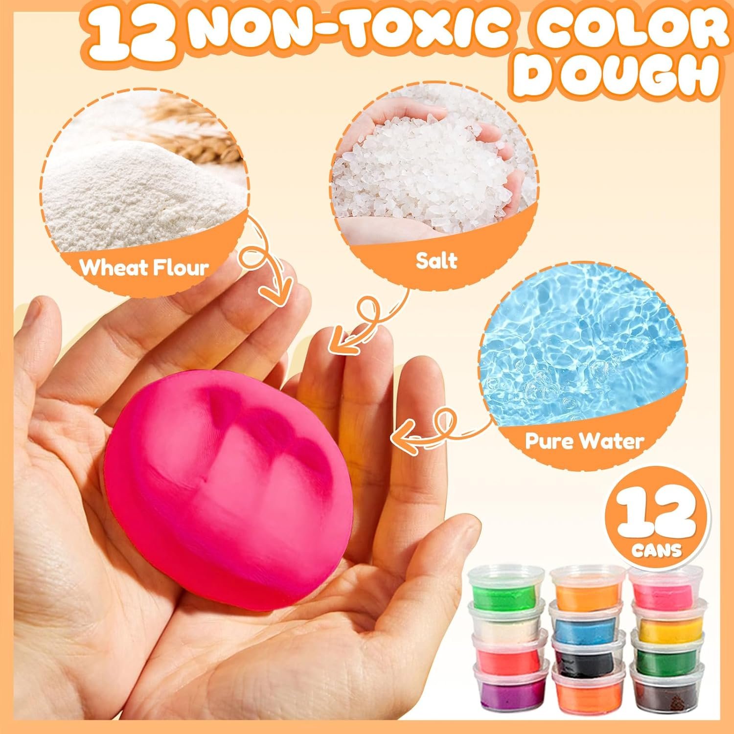 3 in 1 Color Dough Kitchen Creations Set, Ice Cream Spaghetti Burger Maker Machine, Art Crafts Food Modeling Toys, Accessories Tools Kit for Boys Girls Kids Toddlers Ages 3+ (12 Colors Dough) - Image 4