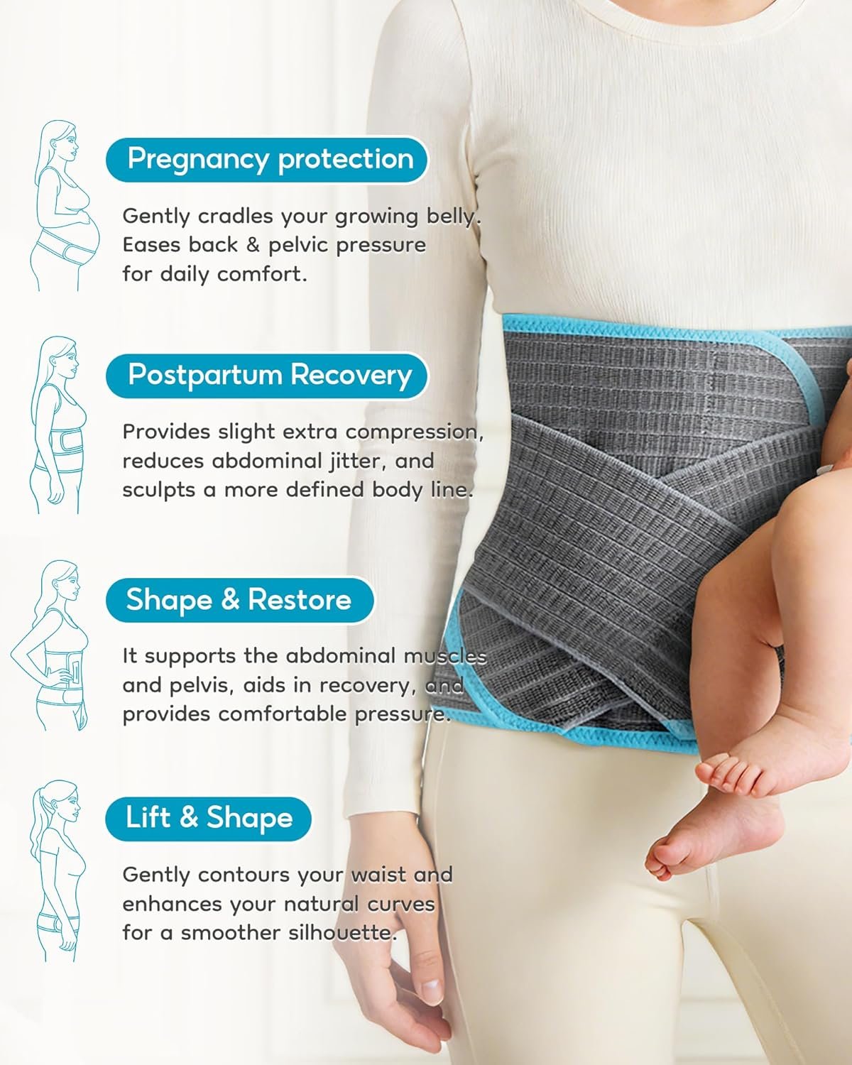 Dr.isla 4-in-1 Postpartum Belly Band,Abdominal Binder for C-Section &Post Surgery Recovery for tummy tuck&Hysterectomy - Image 5