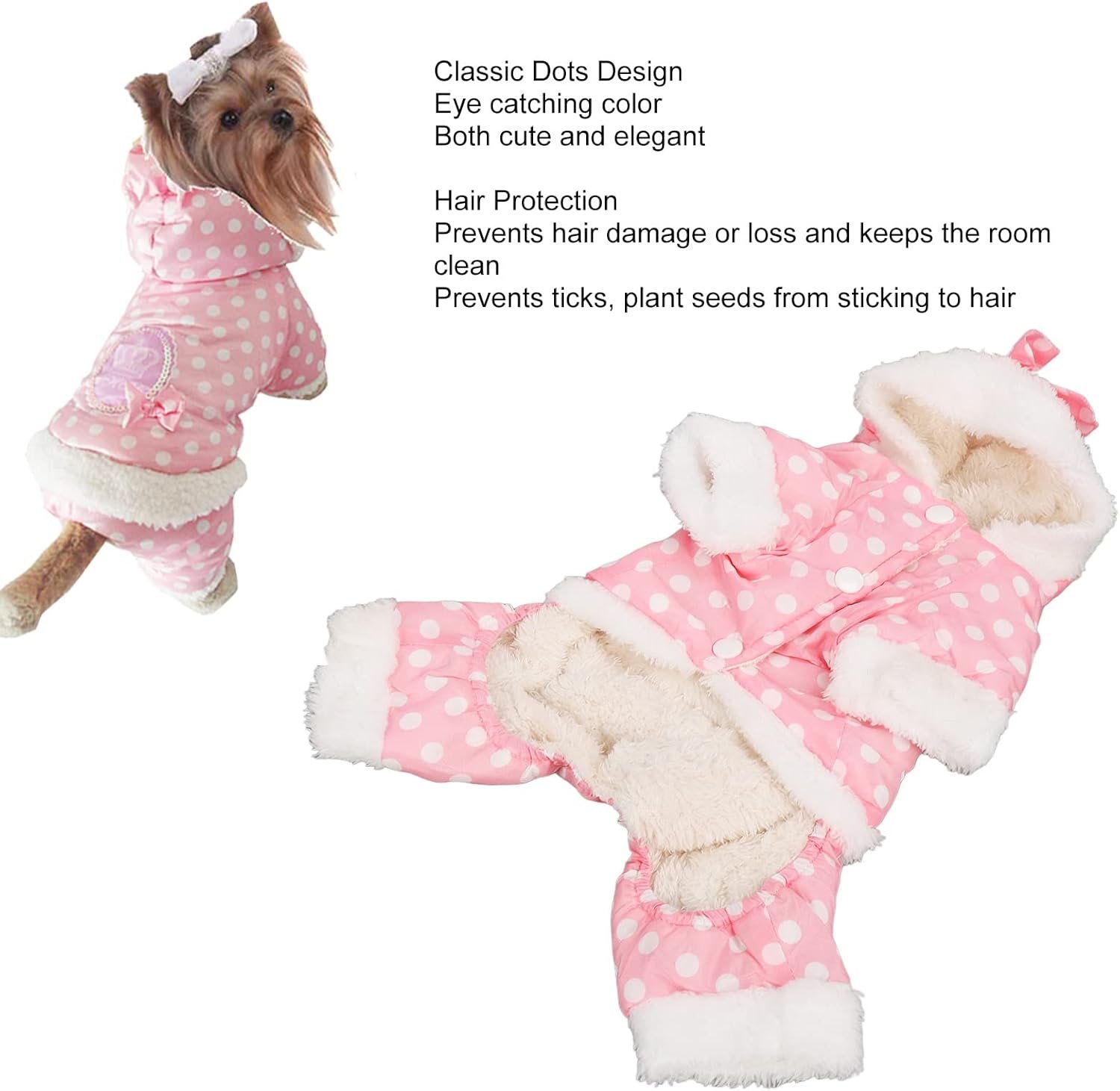 Winter Coat for Dogs, Pet Warm Jacket Hoodie Puppy Clothes Outfit With Convenient Snap Fastenings - Small - Image 5