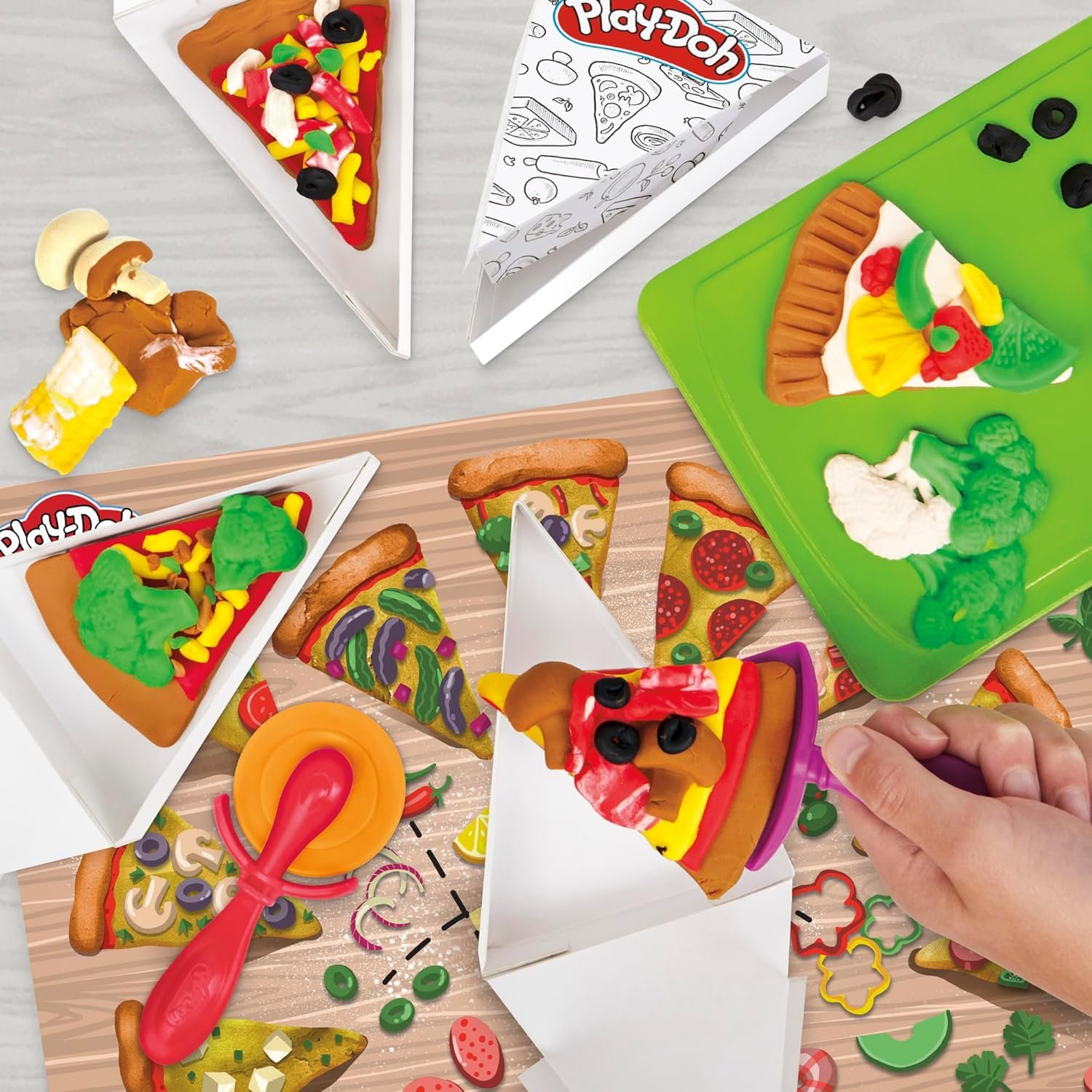 Play-Doh Pizza Slice Playset, Play Food Kitchen Toys for Kids, Arts & Crafts for Boys & Girls 3+ (Amazon Exclusive) - Image 3