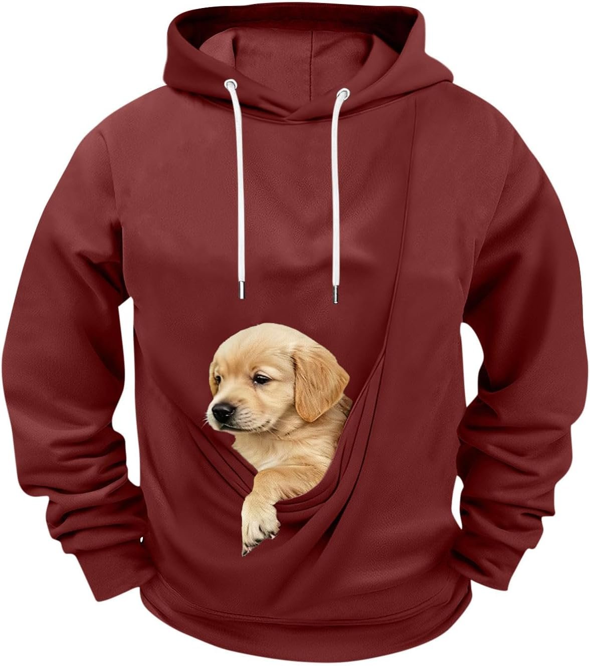 Men's Pouch Hoodie with Pet Pocket Long Sleeve Pullover Sweatshirt Kangaroo Casual Warm Hooded Winter Tops for Dog Cat - Image 3