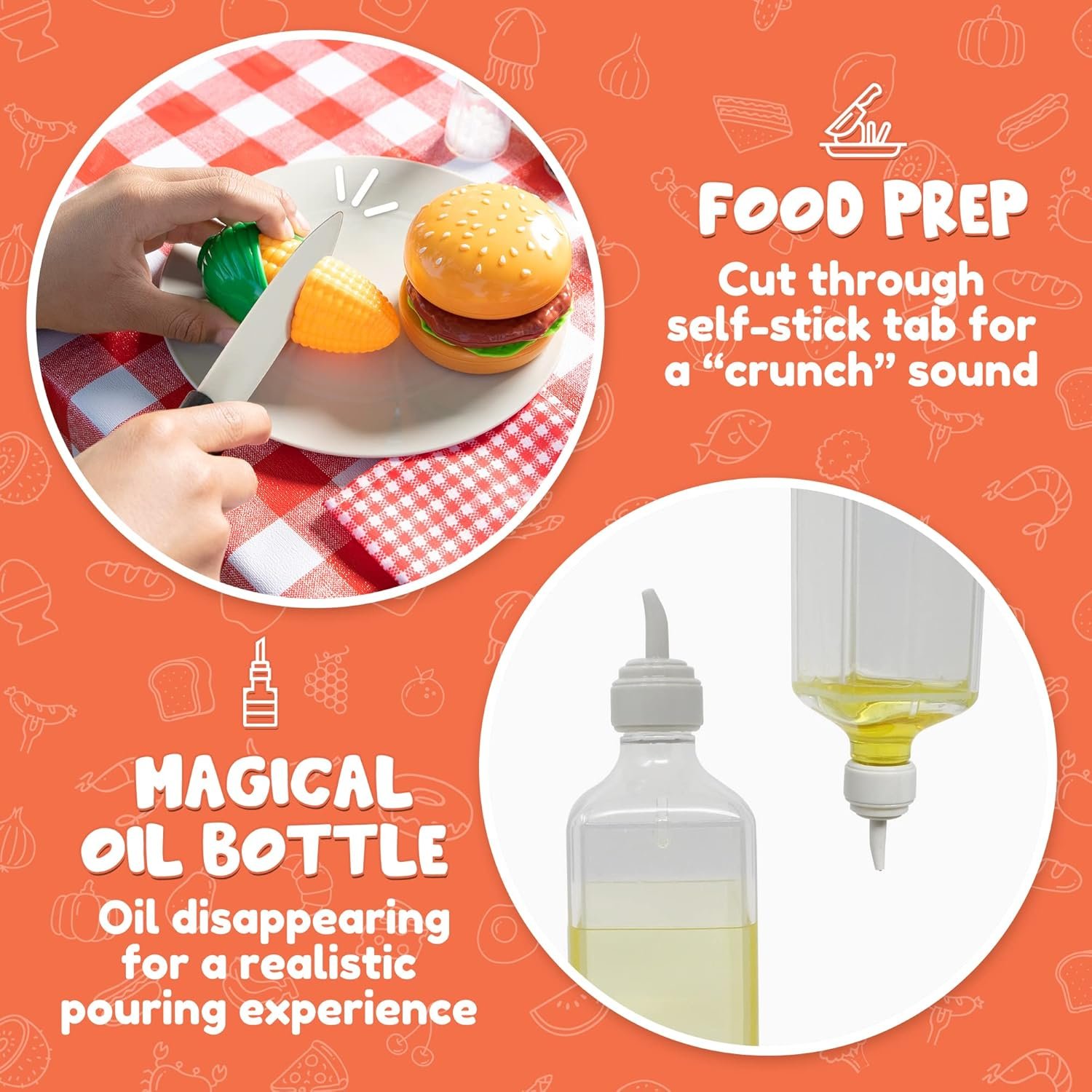 27 PCS Kids BBQ Grill Playset Backyard Barbecue Play Grill Toy Set for Toddlers, Play Food Sets for Kids Kitchen - Image 3