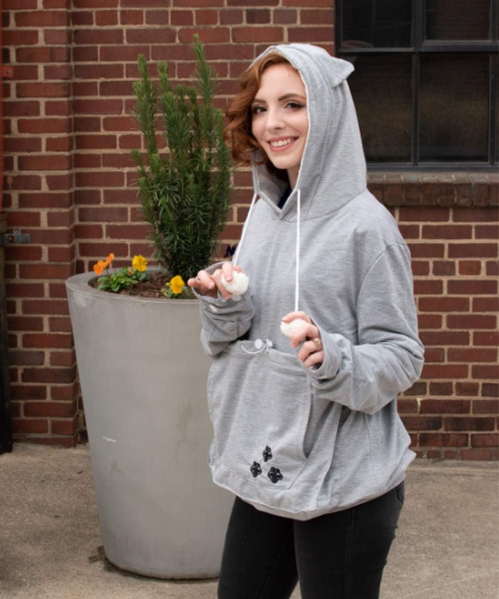 Unisex Big Pouch Hoodie Long Sleeve Pet Cat Dog Holder Carrier Sweatshirt - Image 5