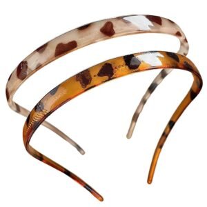 Headbands For Women, U-Shaped Hair Comb Headbands, Teeth Hairband For Everyday Styling (Leopard print+Tortoiseshell)