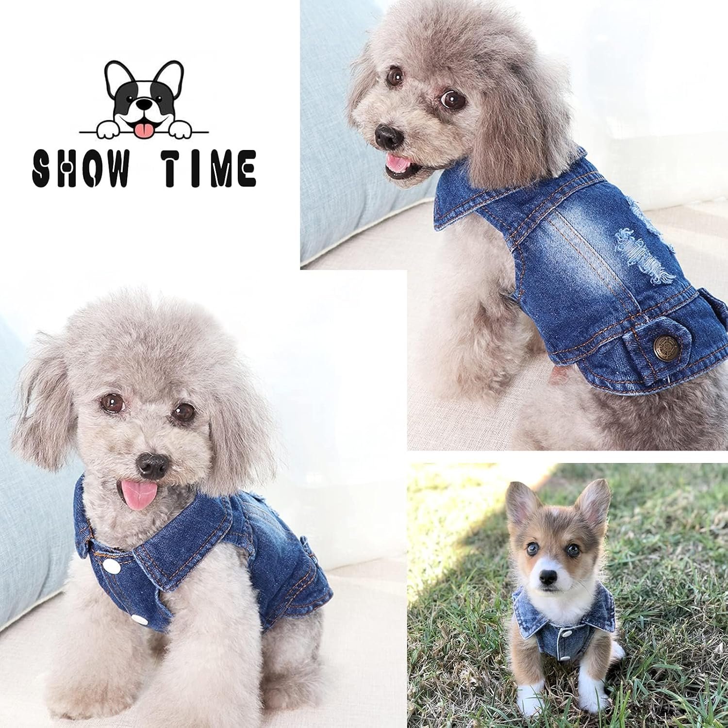 SILD Pet Clothes Dog Jeans Jacket Cool Blue Denim Coat Small Medium Dogs Lapel Vests Classic Hoodies Puppy Blue Vintage Washed Clothes - Image 4