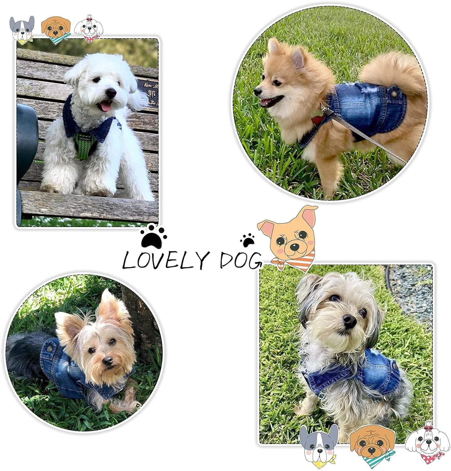 SILD Pet Clothes Dog Jeans Jacket Cool Blue Denim Coat Small Medium Dogs Lapel Vests Classic Hoodies Puppy Blue Vintage Washed Clothes - Image 5