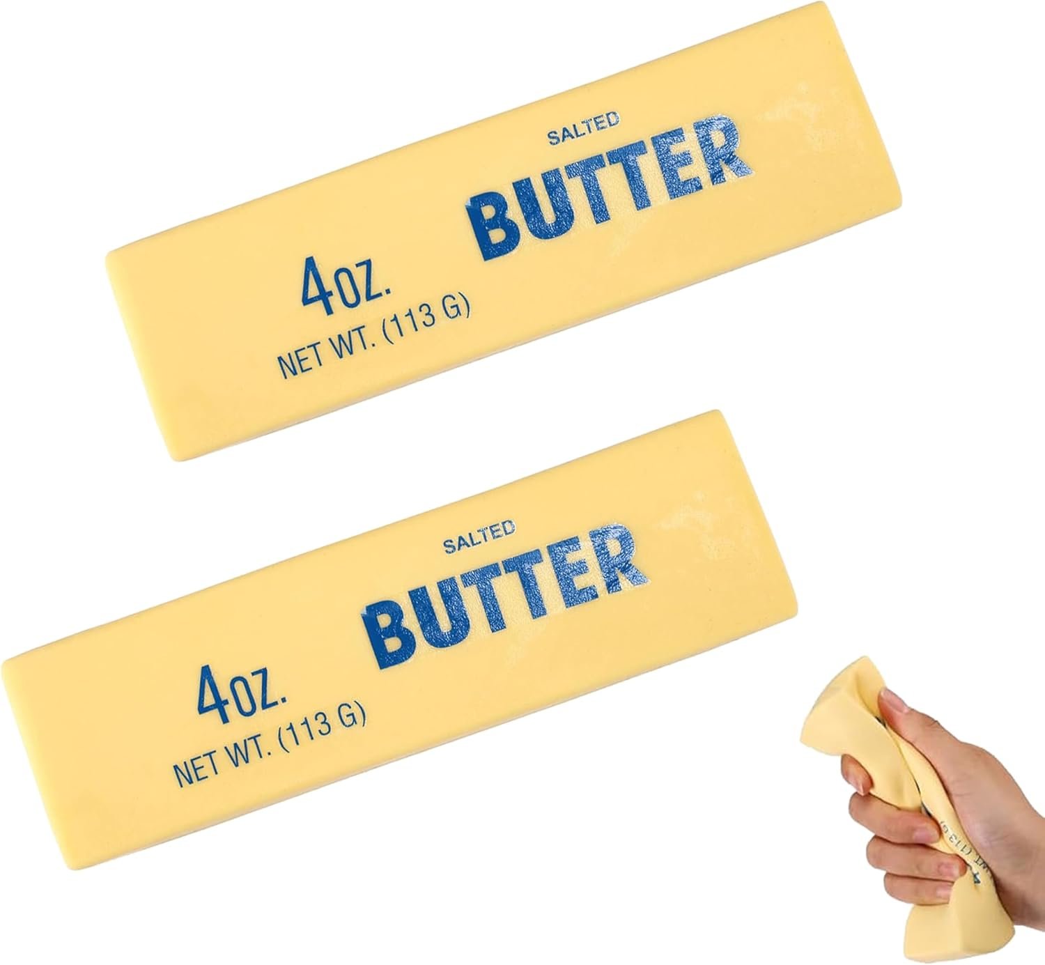 Slow Rebound Cute Butter Squeeze Stress Balls, 2026 Upgraded Squeeze Ball Realistic Butter Stick Soft Squeeze Toys, Upgrade Wet Slow Rebound Stress Relief Toy Stress Relief Fidget Toys (2 Pcs)