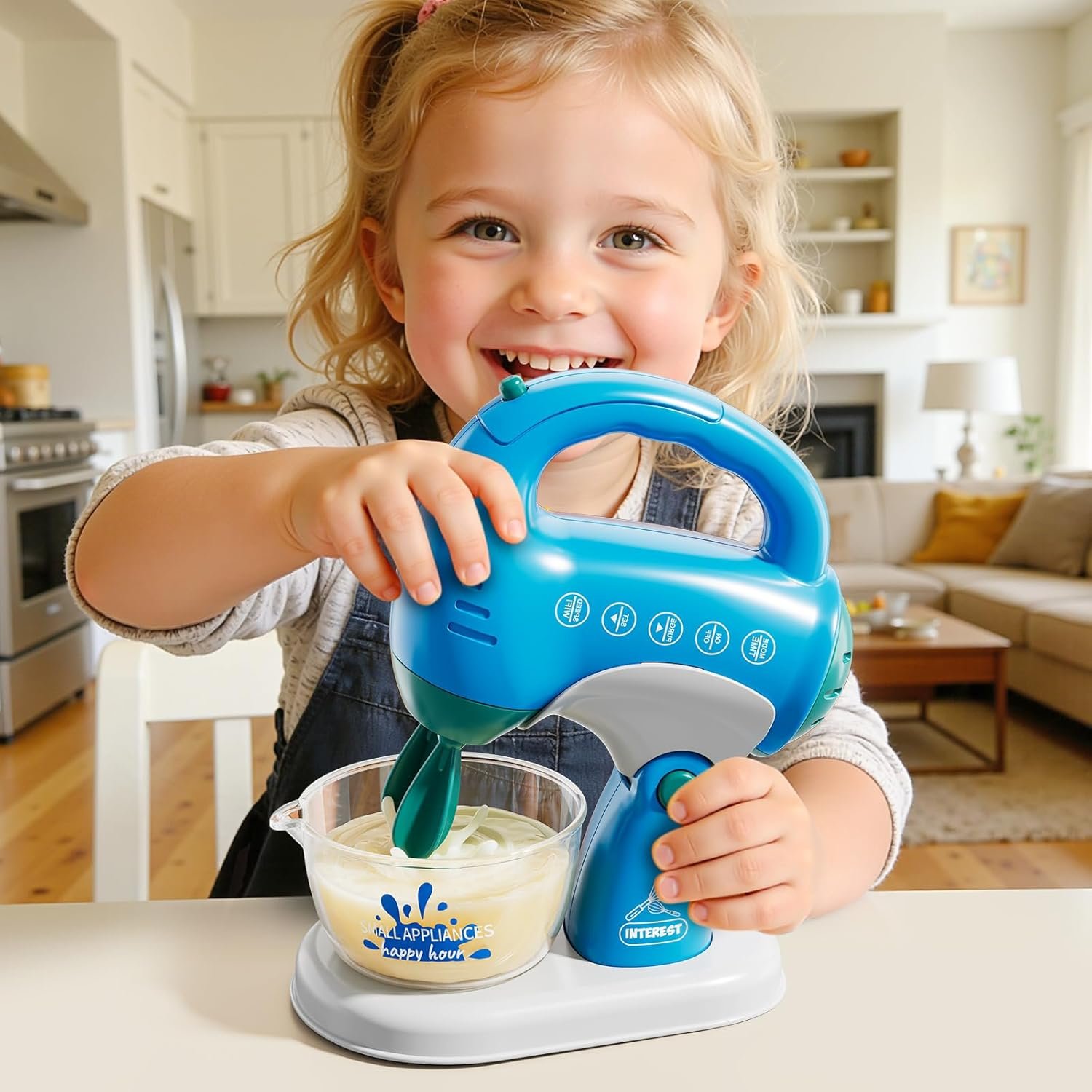 3-in-1 Play Kitchen Appliances Set for Kids, Pretend Play Toys with Blender, Mixers, Water Dispenser, Realistic Sounds & Light, Birthday Gifts for 3-8 Year Old Girl - Image 5