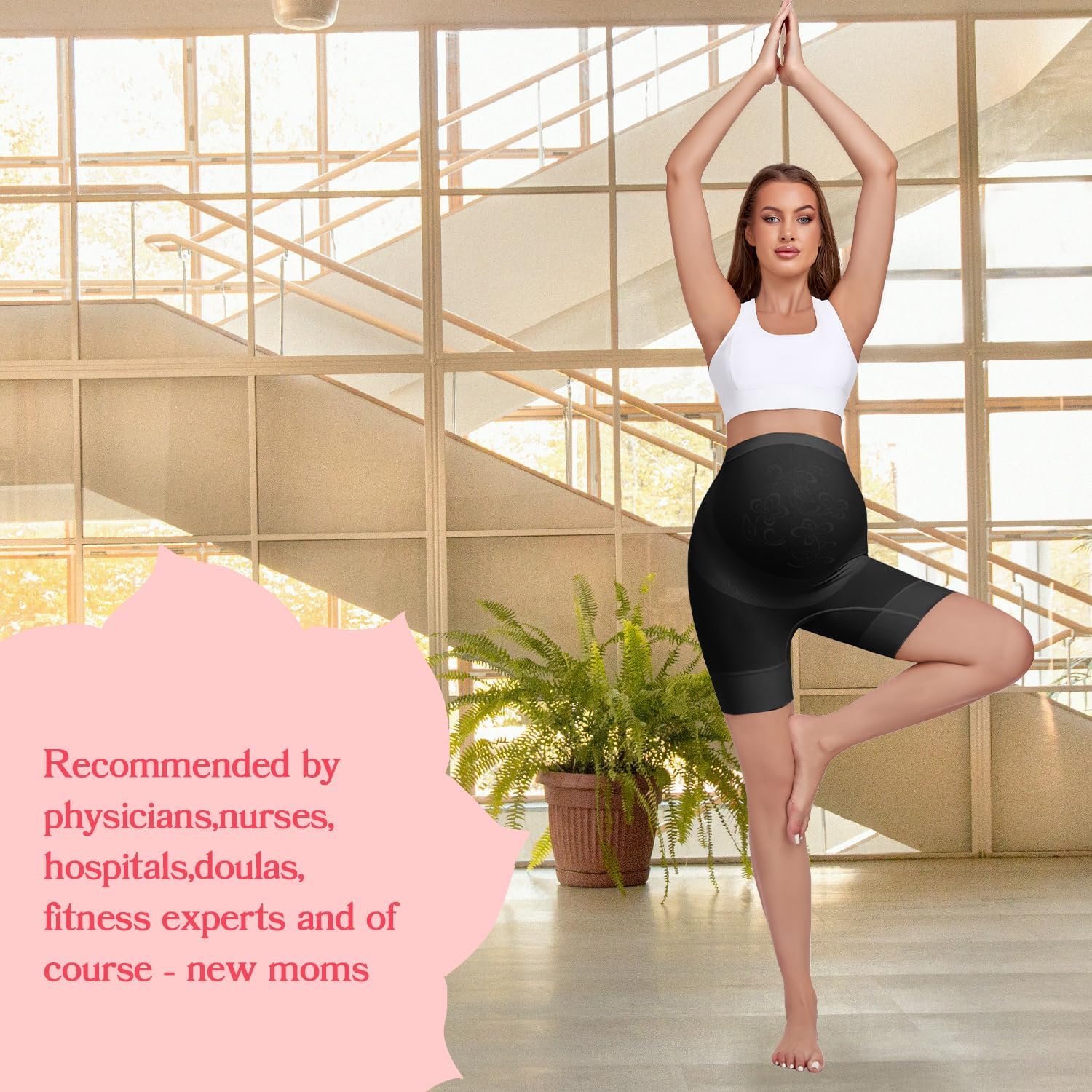 Womens Maternity Shapewear for Dresses, High Waisted Pregnancy Underwear Over Bump Belly Support Shorts 4-Pack - Image 4