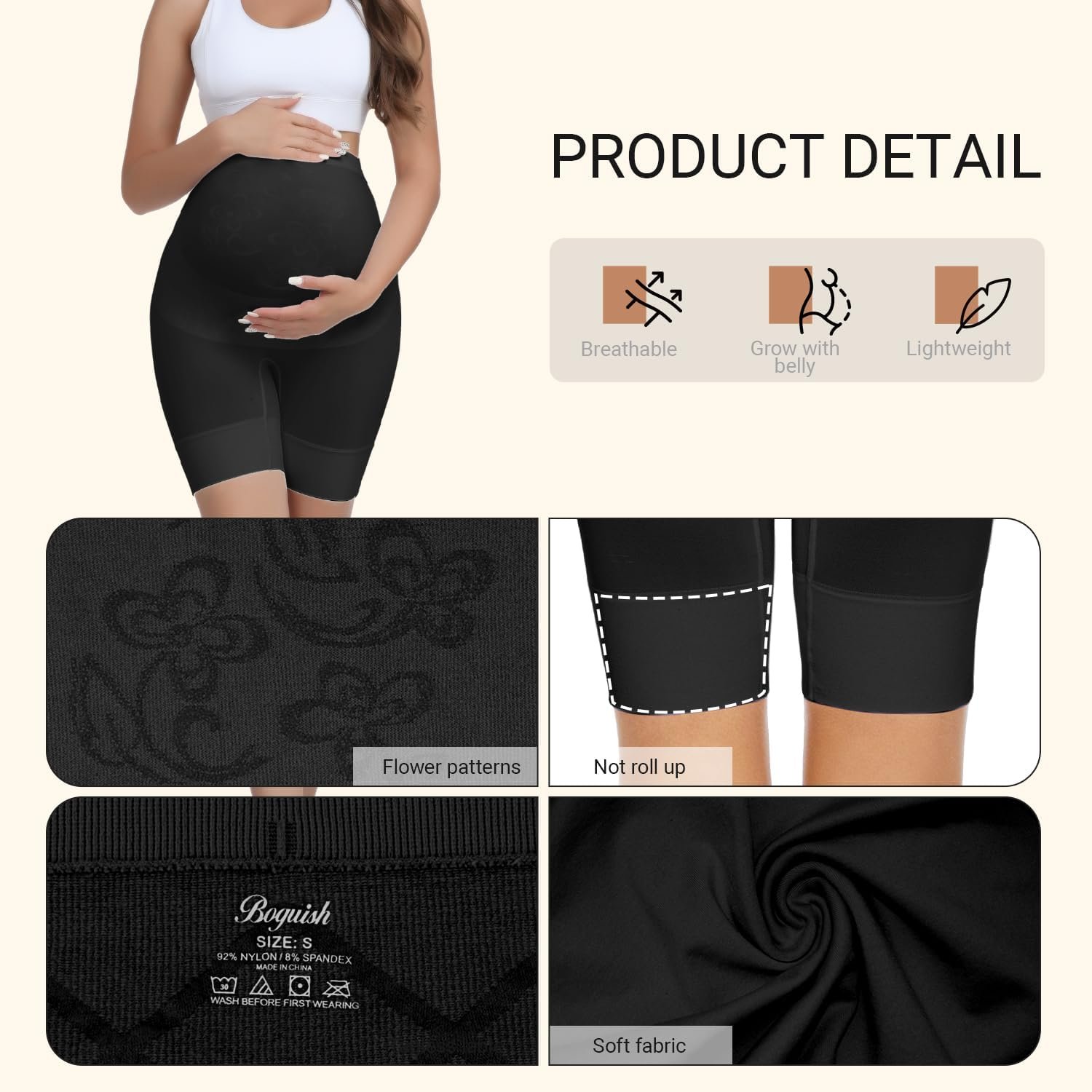 Womens Maternity Shapewear for Dresses, High Waisted Pregnancy Underwear Over Bump Belly Support Shorts 4-Pack - Image 6