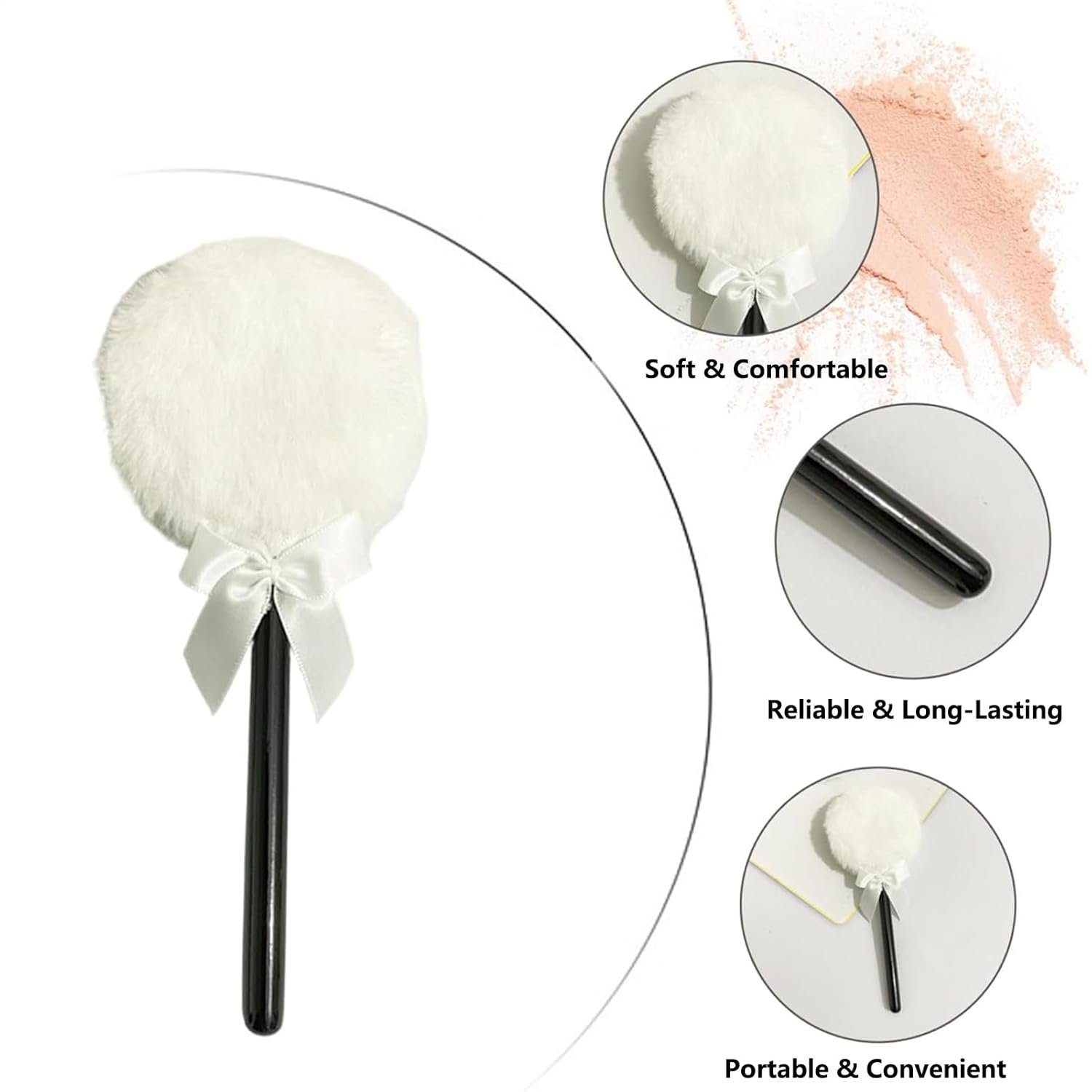 Soft Makeup Puff, Setting Powder Sponge, Reusable Puff with 6 Pieces Set, Lollipop Shape Tool with Smooth Blending Touch, Beauty Makeup Accessories, Powder for Foundation Contour Travel Use - Image 6