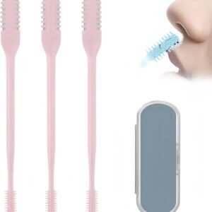 Nasal Hair Cutter Portable Travel Essentials for Men Women,2026 Nostril Hair Removal Tools Double Sided Indoor Outdoor,360° Rotating Manual Nose Hair Trimmer (Pink, 3 Pcs)