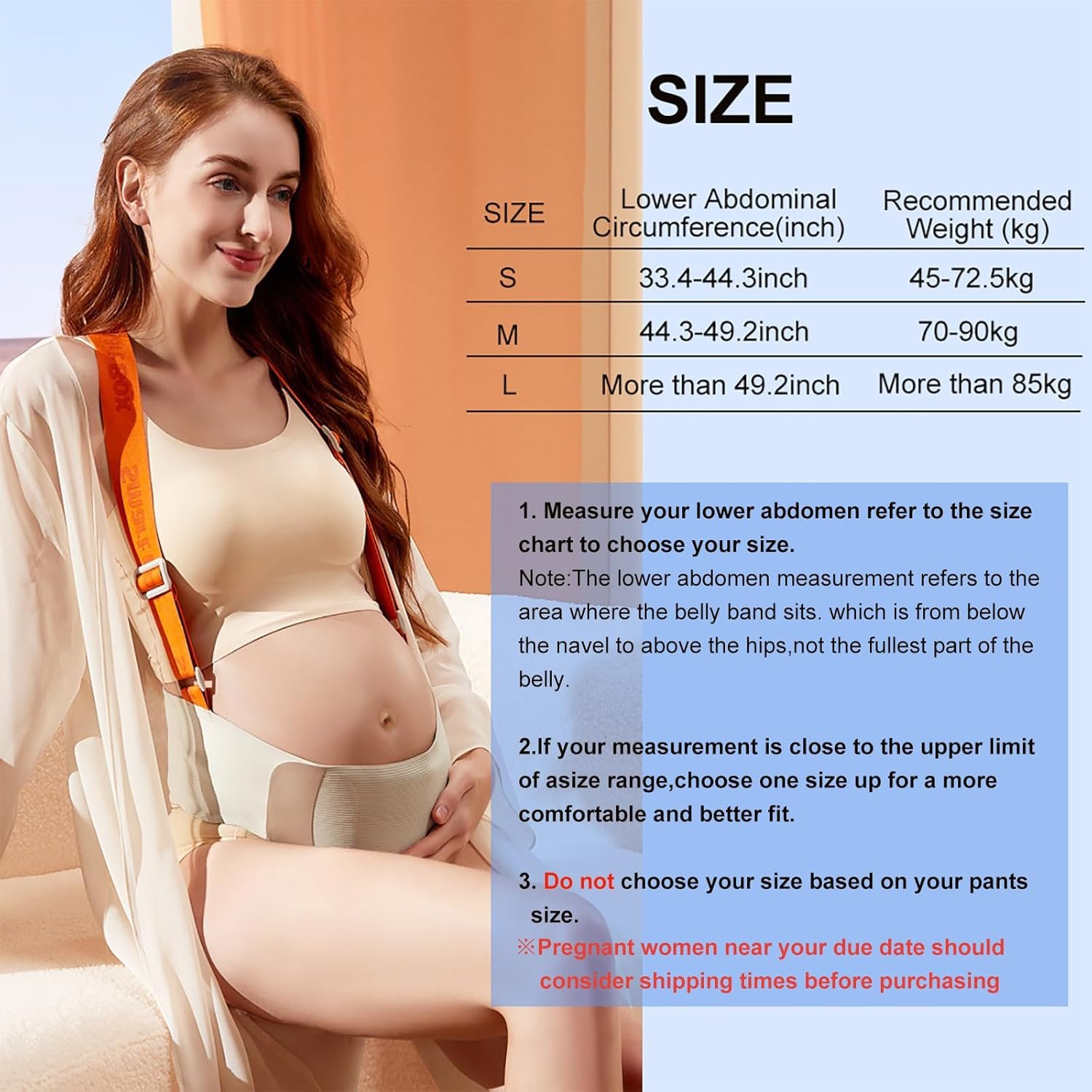 Belly Bands for Pregnant Women - Breathable Pregnancy Belly Support Belt with Adjustable Straps, Back Support, Pregnancy Waist Support Belt (Large) - Image 5