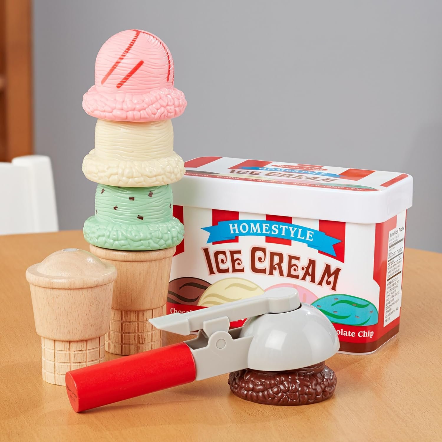 Melissa & Doug Scoop and Stack Ice Cream Cone Wooden Magnetic Pretend Play Food Set, Preschool Toy Play Ice Cream Set, Pretend Food, Toy for Toddlers and Kids Ages 3+ - FSC-Certified - Image 6