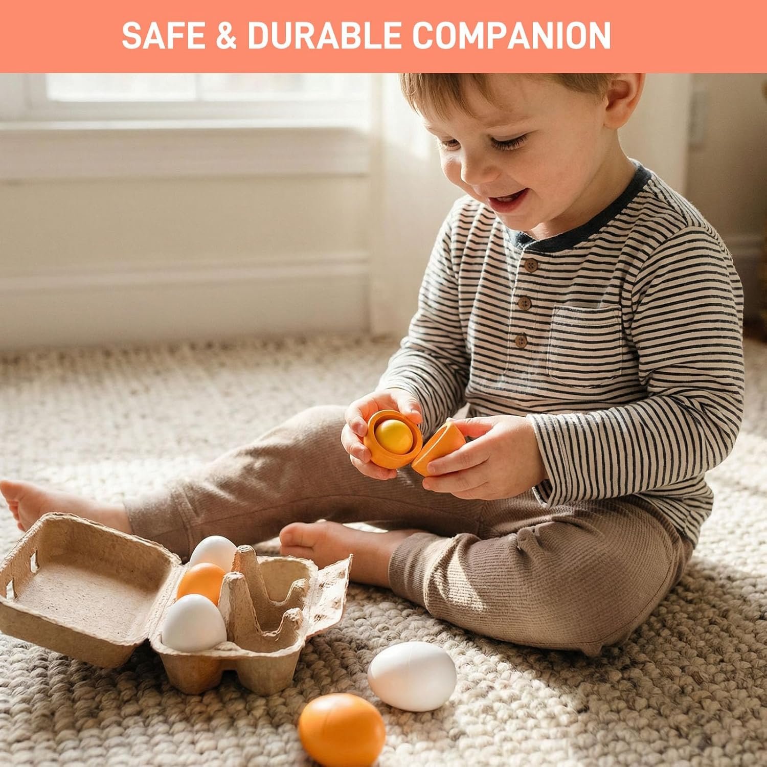 HANSGO 6PCS Play Food Sets for Kids Kitchen,Play Kitchen Accessories Wooden Egg Toy Food Grocery Store Pretend for Toddler Cooking DIY - Image 3