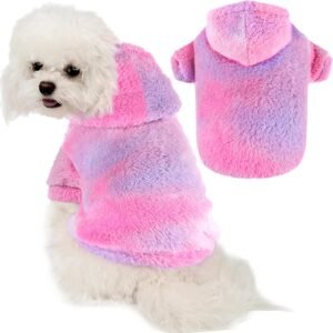 Fuzzy Dog Hoodie Sweater for Large Dogs Warm Winter Dog Clothes with Double-Sided Plush Fleece Soft Stretchy Pet Coats Hooded Sweatshirt for Medium Large Dogs