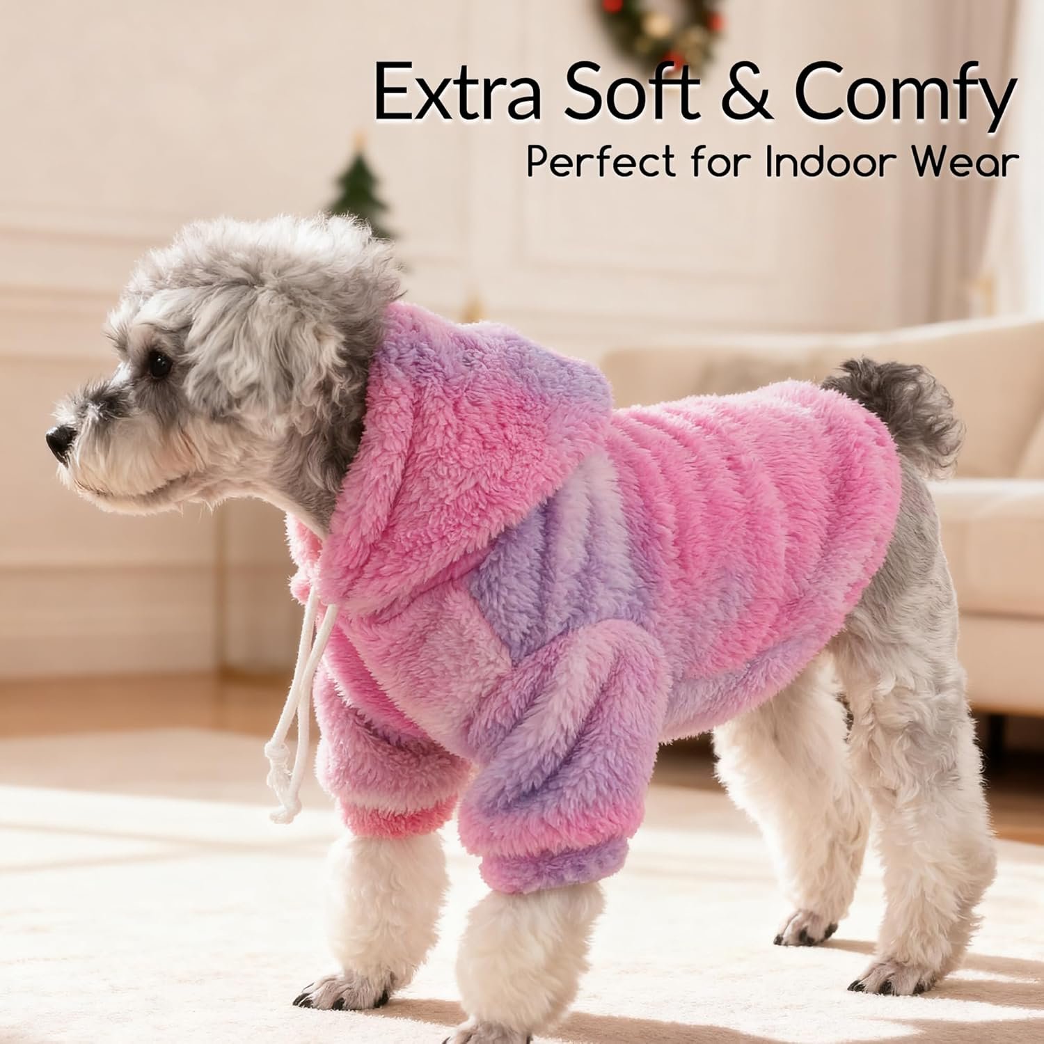 Fuzzy Dog Hoodie Sweater for Large Dogs Warm Winter Dog Clothes with Double-Sided Plush Fleece Soft Stretchy Pet Coats Hooded Sweatshirt for Medium Large Dogs - Image 3