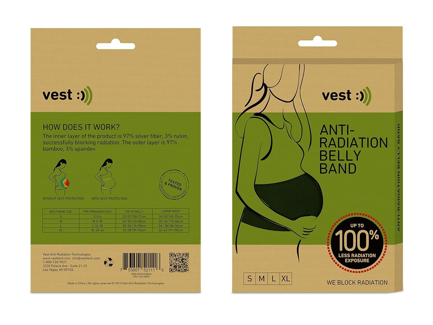 Vest Anti-Radiation Safe and Healthy Pregnancy Belt Cover Belly Band - S - White