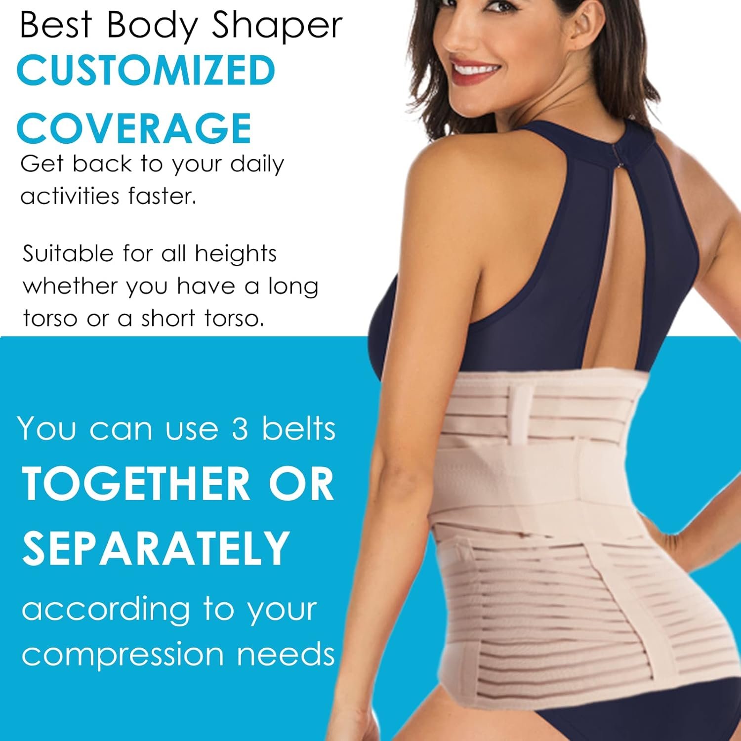 Reian Postpartum Belly Band 3 in 1 Post Csection Support Recovery Belt for Post Pregnancy After Giving Birth Women Postnatal Shapewear Girdles (One Size, Beige) - Image 7