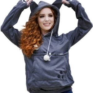 Unisex Big Pouch Hoodie Long Sleeve Pet Cat Dog Holder Carrier Sweatshirt