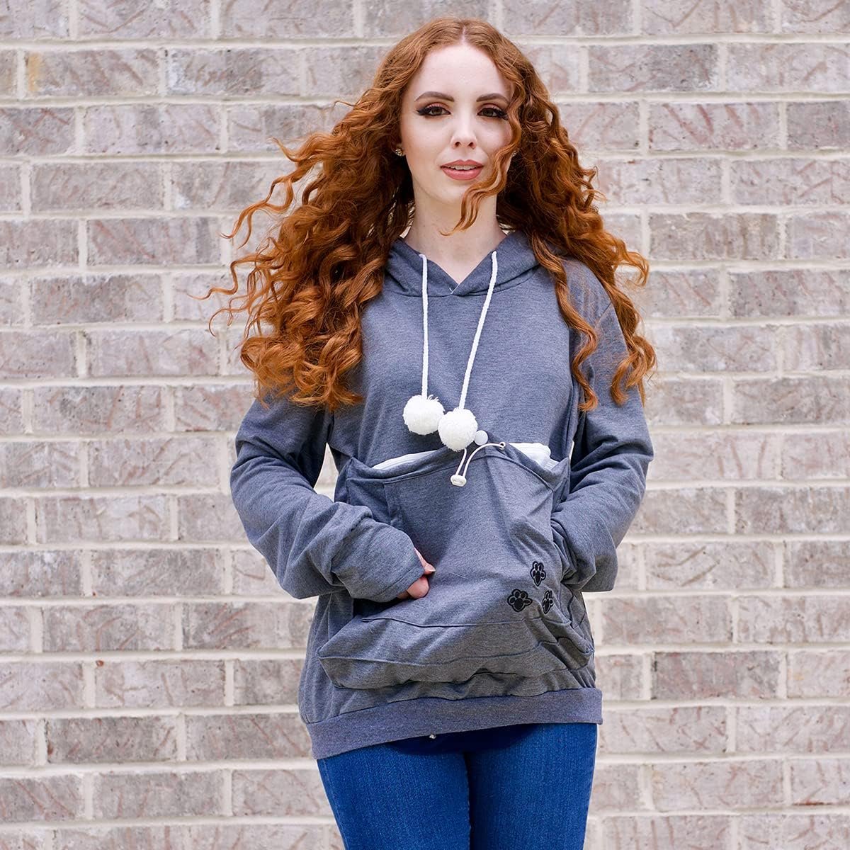 Unisex Big Pouch Hoodie Long Sleeve Pet Cat Dog Holder Carrier Sweatshirt - Image 3