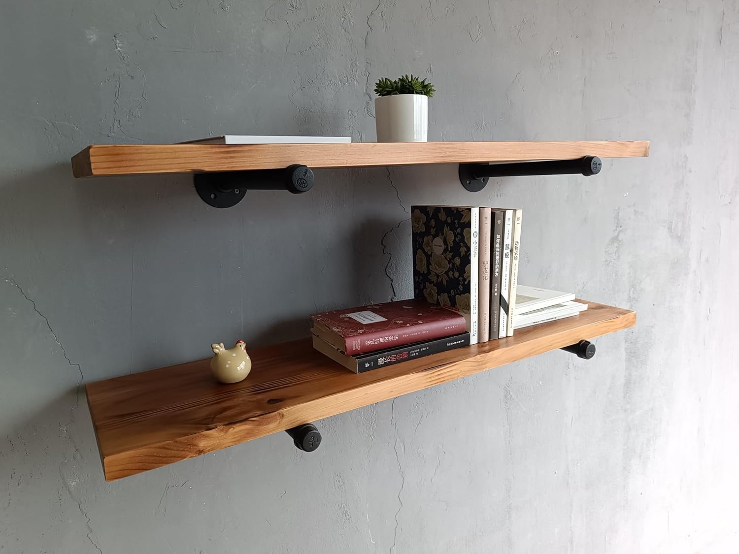 Industrial Pipe Wall Wood Shelves,Real Wooden Shelves 36" in Special Brown Color with 1.2" Extra Thickness, Modern Floating Shevles Bookshelf Shelving Units for Rustic Farmhouse Decor… - Image 4