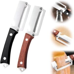 Premium Vegetable Peeler with Wooden Handle and Bottle Opener, 2026 New Stainless Steel Peeler, Multifunctional Peeling Tool for Kitchen Use, Durable Fruit Peeler for Home Cooks (Wood+Black)